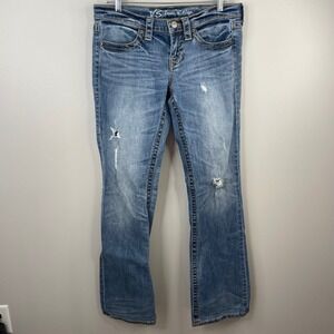 Victoria's Secret London Jean Low 5 Flap Distressed Bootcut Jeans Blue Womens 6